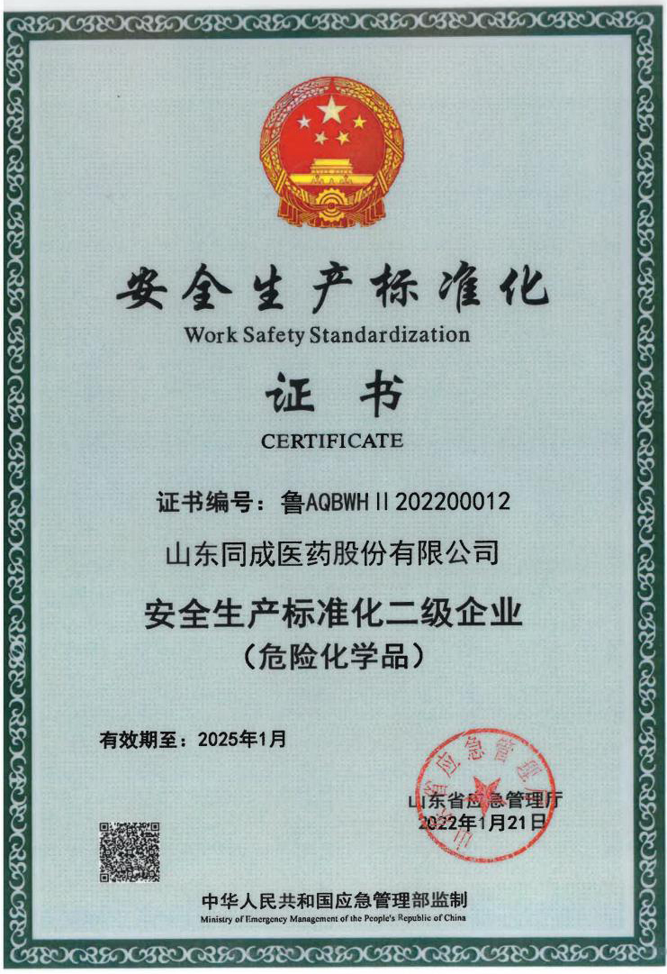 安全生產(chǎn)標(biāo)準(zhǔn)化證書